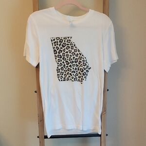 Womens Leopard Print Georgia State T-Shirt Tee Small